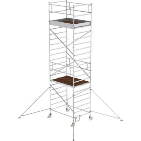 Günzburger Steigtechnik Echafaudage roulant 1,35 x 1,8 m avec stabilisateur &amp double plate-forme Hauteur de plate-forme 5,35 m - 167535