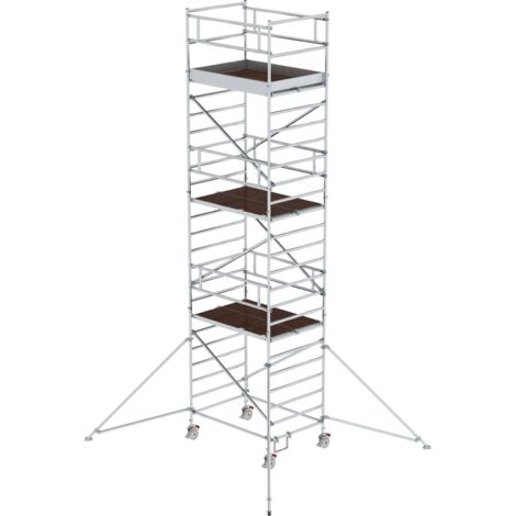Günzburger Steigtechnik Echafaudage roulant 1,35 x 1,8 m avec stabilisateur &amp double plate-forme Hauteur de plate-forme 6,35 m - 167636