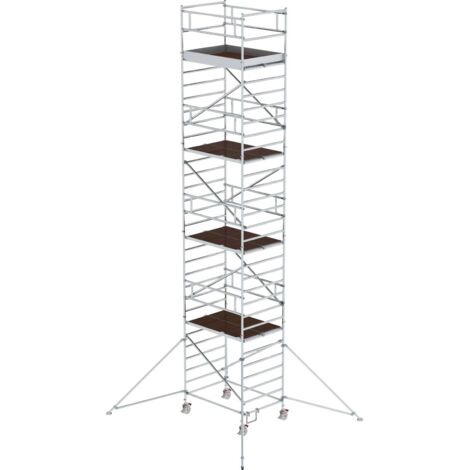 Günzburger Steigtechnik Echafaudage roulant 1,35 x 1,8 m avec stabilisateur &amp double plate-forme Hauteur de plate-forme 8,35 m - 167836