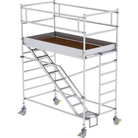 Günzburger Steigtechnik Echafaudage roulant 1,35 x 2,45 m avec accès incliné Hauteur de plate-forme 2,35 m - 167110