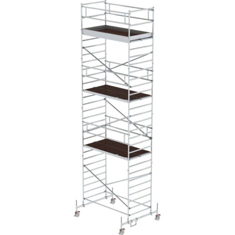 Günzburger Steigtechnik Echafaudage roulant 1,35 x 2,45 m avec embase roulante &amp double plate-forme Hauteur de plate-forme 7,45 m - 174736