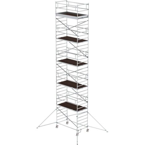 Günzburger Steigtechnik Echafaudage roulant 1,35 x 2,45 m avec stabilisateur &amp double plate-forme Hauteur de plate-forme 10,35 m - 168036