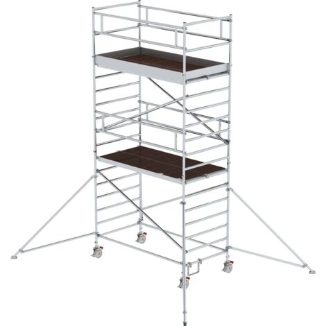 Günzburger Steigtechnik Echafaudage roulant 1,35 x 2,45 m avec stabilisateur &amp double plate-forme Hauteur de plate-forme 4,35 m - 168436