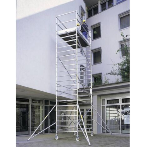 Günzburger Steigtechnik Echafaudage roulant 1,35 x 2,45 m avec stabilisateur &amp double plate-forme Hauteur de plate-forme 5,35 m - 168535