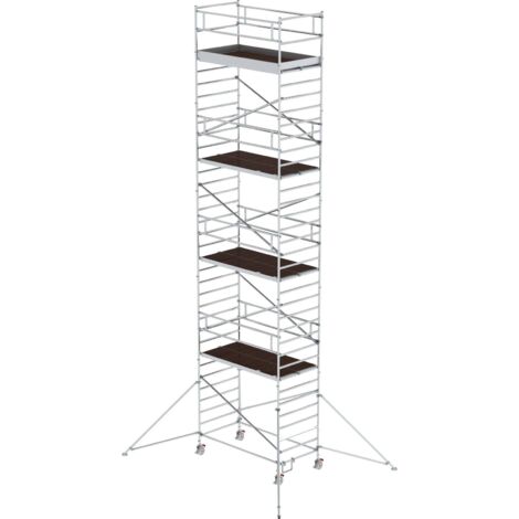 Günzburger Steigtechnik Echafaudage roulant 1,35 x 2,45 m avec stabilisateur &amp double plate-forme Hauteur de plate-forme 9,35 m - 168936
