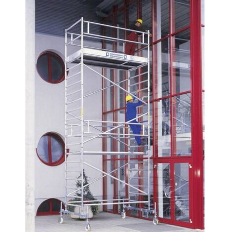 Günzburger Steigtechnik Echafaudage roulant 1,35 x 3 m avec embase roulante et plate-forme double Hauteur de plate-forme 5,45 m - 175535