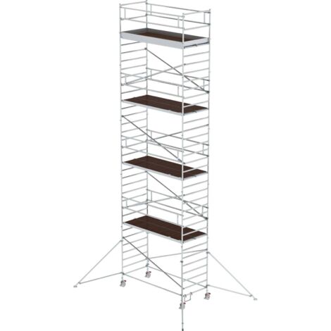 Günzburger Steigtechnik Echafaudage roulant 1,35 x 3 m avec stabilisateur &amp double plate-forme Hauteur de plate-forme 9,35 m - 169936