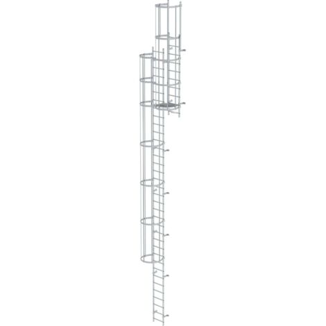Günzburger Steigtechnik Echelle à crinoline avec protection dorsale (construction) aluminium anodisé 11,84 m - 500130