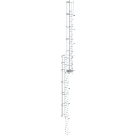Günzburger Steigtechnik Echelle à crinoline avec protection dorsale (construction) Aluminium brut 16,32 m - 510155