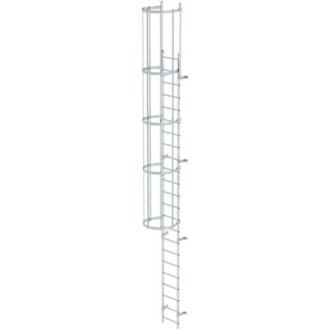Günzburger Steigtechnik Echelle à crinoline avec protection dorsale (construction) Aluminium brut 7,64 m - 0510110