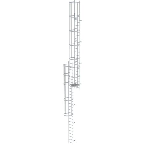 Günzburger Steigtechnik Echelle à crinoline avec protection dorsale (échelle de secours) Aluminium anodisé 12,96 m - 500235