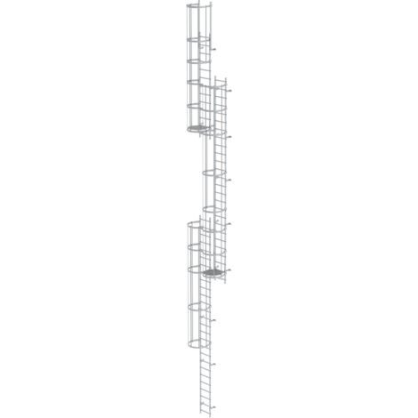 Günzburger Steigtechnik Echelle à crinoline avec protection dorsale (échelle de secours) Aluminium anodisé 15,2 m - 500245
