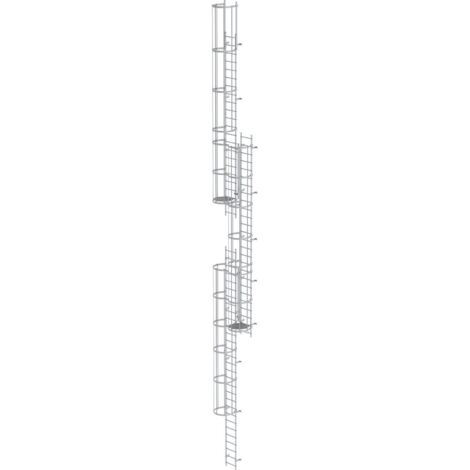 Günzburger Steigtechnik Echelle à crinoline avec protection dorsale (machines) Aluminium anodisé 17,16 m - 500256