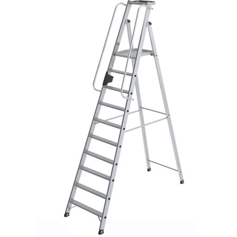Günzburger Steigtechnik Echelle à plate-forme 10 marches avec bac de rangement - 050090