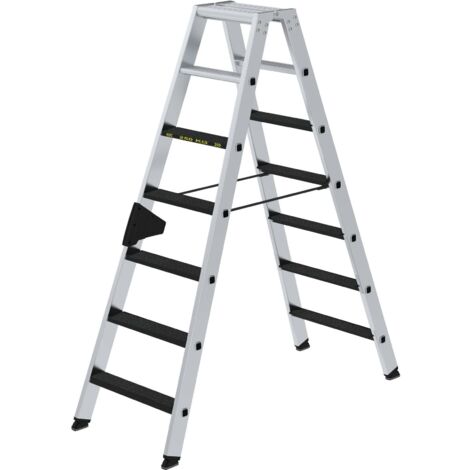 Günzburger Steigtechnik Escabeau à marches 250 kg accessible des deux côtés avec clip-step R13 2 x 7 marches - 043807