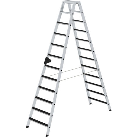 Günzburger Steigtechnik Escabeau à marches accessible des deux côtés avec clip-step 2 x 12 marches - 041612