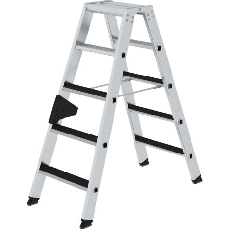 Günzburger Steigtechnik Escabeau à marches accessible des deux côtés avec clip-step 2 x 5 marches - 041605