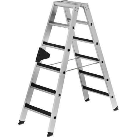 Günzburger Steigtechnik Escabeau à marches accessible des deux côtés avec clip-step 2 x 6 marches - 041606