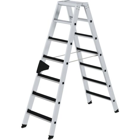 Günzburger Steigtechnik Escabeau à marches accessible des deux côtés avec clip-step 2 x 7 marches - 041607