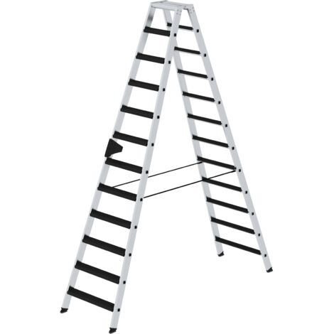 Günzburger Steigtechnik Escabeau à marches accessible des deux côtés avec clip-step relax 2 x 14 marches - 042228