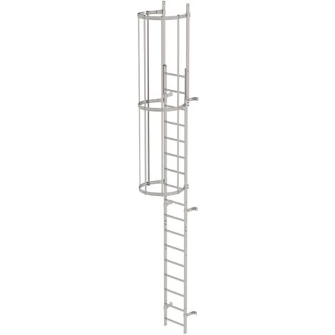 Günzburger Steigtechnik Escabeau à une marche avec protection dorsale (construction) Acier inoxydable 5,96 m - 530100