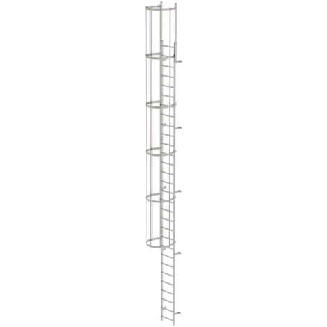 Günzburger Steigtechnik Escabeau à une marche avec protection dorsale (construction) Acier inoxydable 9,60 m - 530120