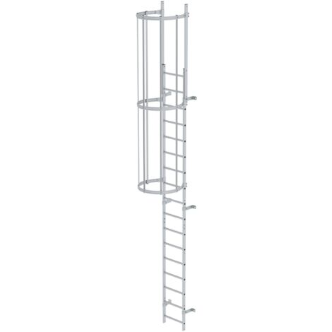 Günzburger Steigtechnik Escabeau à une marche avec protection dorsale (construction) aluminium anodisé 5,96 m - 500100