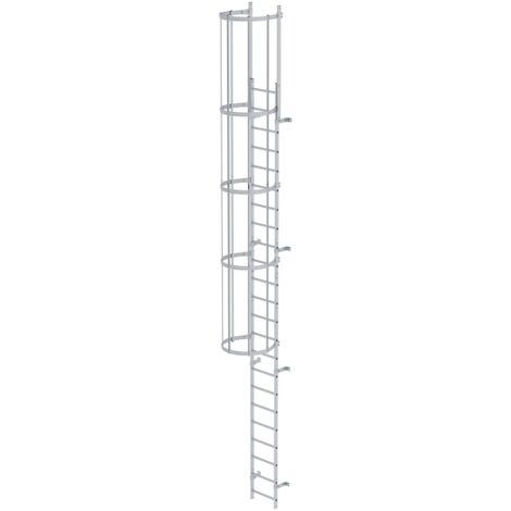 Günzburger Steigtechnik Escabeau à une marche avec protection dorsale (construction) aluminium anodisé 7,64 m - 500110