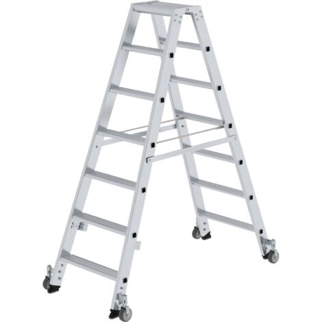 Günzburger Steigtechnik Escabeau double accès avec roulettes 2 x 7 marches - 041214