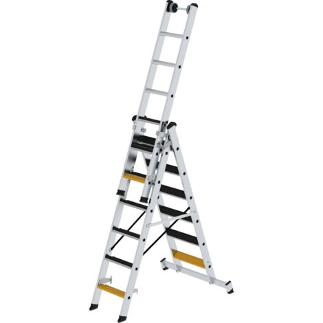 Günzburger Steigtechnik Escabeau multi-usages à marches 3nombre de marches avec traverse nivello et clip-step R13 3 x 6 marches - 033319