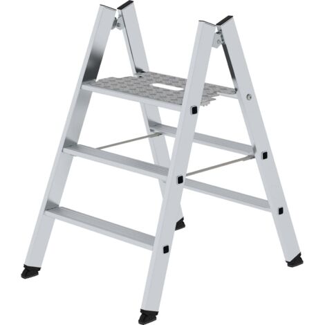 Günzburger Steigtechnik Escabeau pliant double face Alu naturel 2x3 marches - 050183