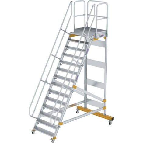 Günzburger Steigtechnik Escalier à plate-forme 60° mobile Largeur de marche 1 m 14 marches - 600754