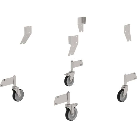 Günzburger Steigtechnik Kit d'équipement roulette pivotante en acier inoxydable pour escalier à palier praticable d'un côté - 050120