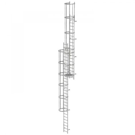 Günzburger Steigtechnik mehrzügige Steigleiter mit Rückenschutz (Maschinen) Aluminium blank 12,12 m - 510231