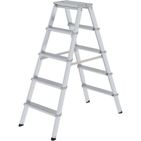Günzburger Steigtechnik ML Escabeau double accessible des deux côtés 2x5 marches - 011235