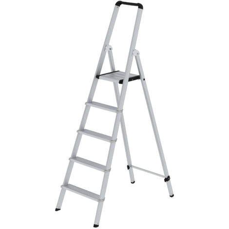 Günzburger Steigtechnik ML Stufen-Stehleiter einseitig begehbar Aluminium eloxiert 5 Stufen - 011255