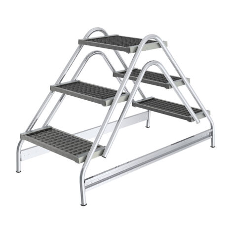 Günzburger Steigtechnik Plate-forme de travail accessible des deux côtés Grille en acier 2 x 3 marches - 050063