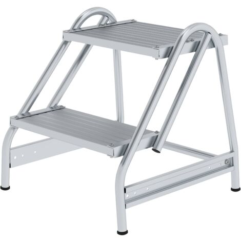 Günzburger Steigtechnik Plate-forme de travail accessible d'un côté Aluminium strié 2 marches - 050050
