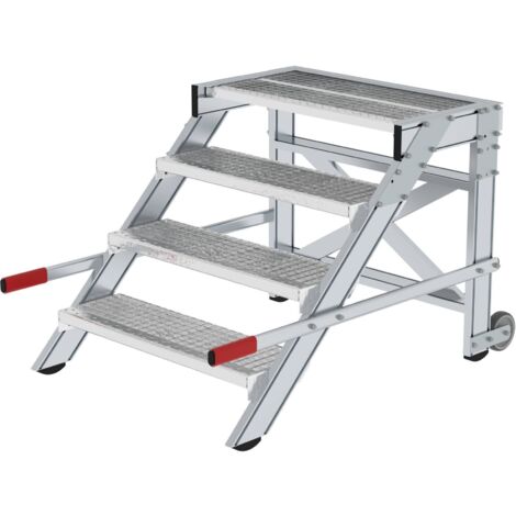 Günzburger Steigtechnik Plate-forme de travail mobile Largeur de marche 0,8 m Grille en acier 4 marches - 050436
