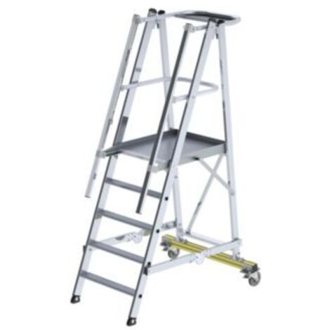 Günzburger Steigtechnik Plattformleiter klappbar und fahrbar 5 Stufen Querrohr B= 1 m - 052305