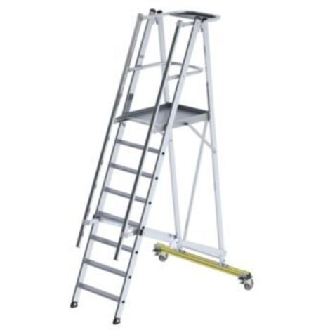 Günzburger Steigtechnik Plattformleiter klappbar und fahrbar 8 Stufen Querrohr B= 1,35 m - 052308