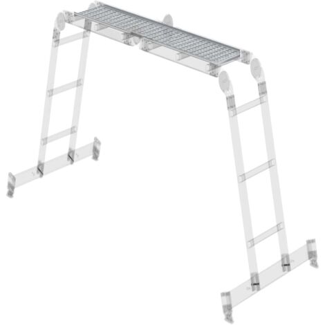 Günzburger Steigtechnik Revêtement en tôle striée aluminium adapté à l'échelle polyvalente 4nombre de barreaux avec traverse nivello - 030303