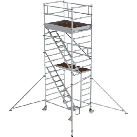 Günzburger Steigtechnik Rollgerüst 1,35 x 1,8 m mit Schrägaufstiegen &amp Ausleger Plattformhöhe 4,35 m - 167200