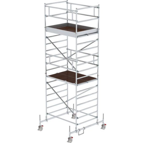 Günzburger Steigtechnik Rollgerüst 1,35 x 1,80 m mit Fahrbalken & Doppel-Plattform Plattformhöhe 4,45 m