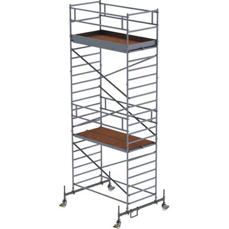 Günzburger Steigtechnik Rollgerüst 1,35 x 2,45 m mit Fahrbalken &amp Doppel-Plattform Plattformhöhe 5,45 m - 174535