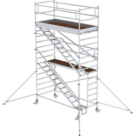 Günzburger Steigtechnik Rollgerüst 1,35 x 3 m mit Schrägaufstiegen &amp Ausleger Plattformhöhe 4,35 m - 167220