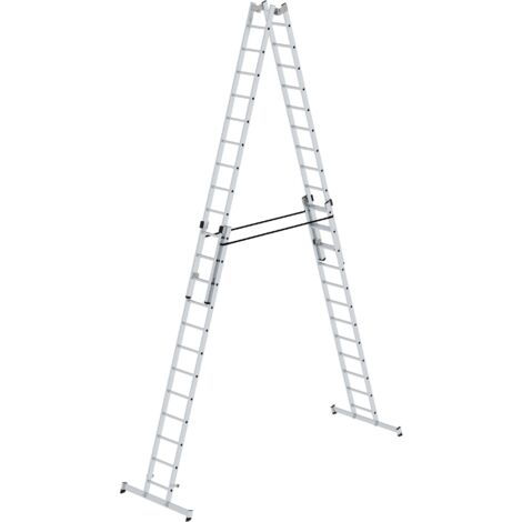 Günzburger Steigtechnik Sprossen-Stehleiter 4tlg. mit nivello-Traverse 4 x 12 Sprossen - 033048