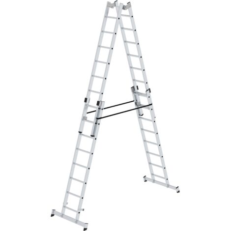 Günzburger Steigtechnik Sprossen-Stehleiter 4tlg. mit nivello-Traverse 4 x 8 Sprossen - 033032