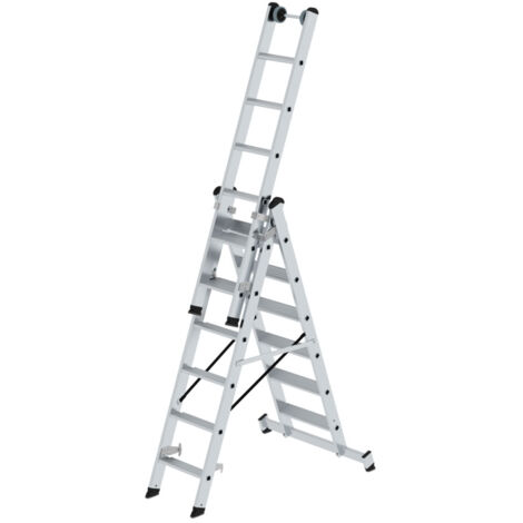 Günzburger Steigtechnik Stufen-Mehrzweckleiter 3tlg. mit nivello-Traverse 3 x 6 Stufen - 033318