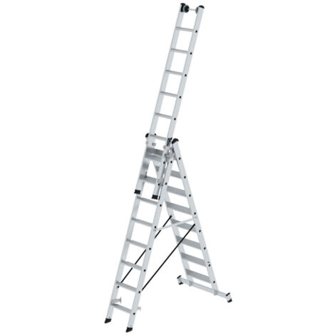 Günzburger Steigtechnik Stufen-Mehrzweckleiter 3tlg. mit nivello-Traverse 3 x 8 Stufen - 033324